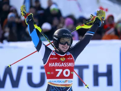 Alpine Skiing - FIS Alpine Ski World Cup - Women's Slalom - Kranjska Gora, Slovenia - January 4, 2026 Israel's Noa Szollos reacts after her second run REUTERS/Borut Zivulovic