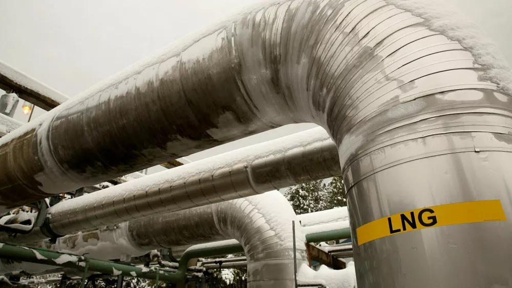 FILE PHOTO: Snow-covered transfer lines are seen at the Dominion Cove Point Liquefied Natural Gas (LNG) terminal in Lusby, Maryland March 18, 2014. REUTERS/Gary Cameron//File Photo