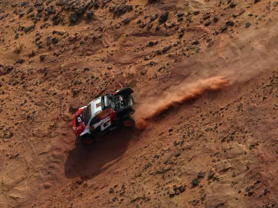 Rallying - Dakar Rally - Stage 3 - Alula to Alula - Alula, Saudi Arabia - January 6, 2026 Toyota Gazoo Racing W2RC's Henk Lategan and Brett Cummings in action during Stage 3 REUTERS/Stephane Mahe