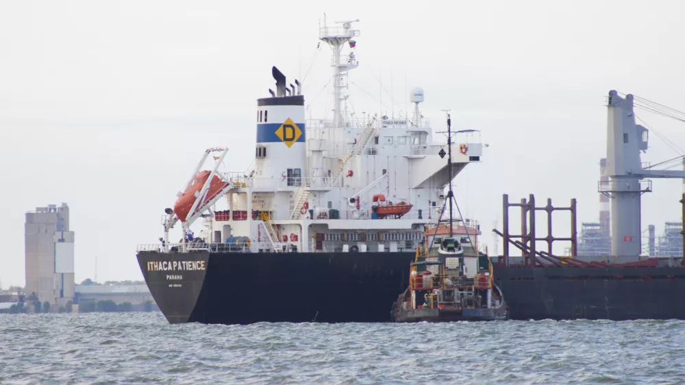 A tanker is docked on Lake Maracaibo, Venezuela, Wednesday, Jan. 7, 2026. (AP Photo/Edgar Frias)