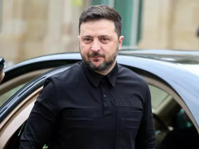 Ukraine's President Volodymyr Zelenskiy arrives for a meeting with Cyprus' President Nikos Christodoulides at the Presidential Palace in Nicosia, Cyprus January 7, 2026. REUTERS/Stringer