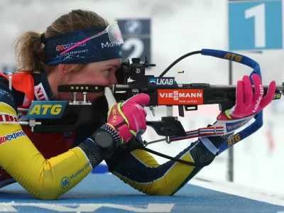 Biathlon - Biathlon World Cup - Oberhof, Germany - January 8, 2026 Sweden's Elvira Oeberg in action during the women's 7.5km sprint REUTERS/Matthew Childs