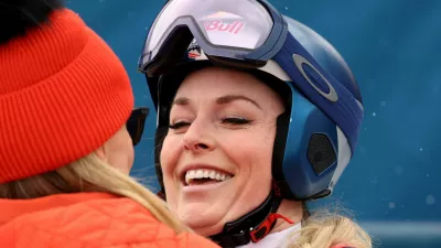 Alpine Skiing - FIS Alpine Ski World Cup - Women's Downhill - Zauchensee, Austria - January 10, 2026 Lindsey Vonn of the U.S. reacts after her run REUTERS/Leonhard Foeger