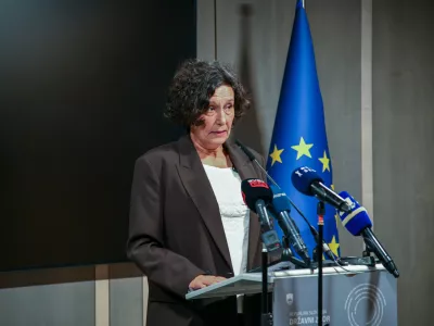 Ljubljana, DZ.Izjava za medije poslanke Gibanja Svoboda Tereze Novak, ki se je odzvala na besede predsednika SDS o financiranju nevladnih organizacij.Foto: STA