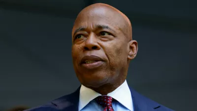 FILE PHOTO: New York Mayor Eric Adams arrives for a ceremony marking the 24th anniversary of the September 11, 2001 attacks on the World Trade Center at the 9/11 Memorial and Museum in the Manhattan borough of New York City, U.S., September 11, 2025. REUTERS/Kylie Cooper/File Photo