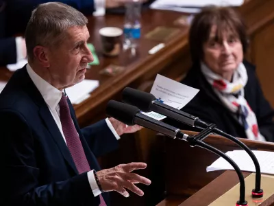 Czech Prime Minister Andrej Babis from ANO speaks during the debate on confidence in the parliament, in Prague, Czech Republic, January 13, 2026 REUTERS/Eva Korinkova