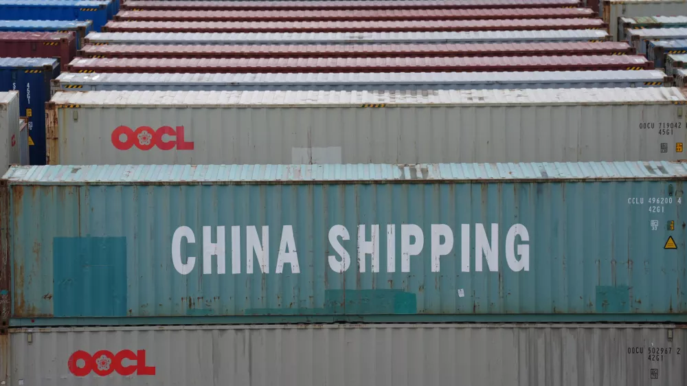 FILED - 09 July 2025, Hamburg: A container from China Shipping Container Lines (CSCL) stands among countless other containers at the Tollerort container terminal in the port of Hamburg. European Union firms are increasingly looking for new suppliers outside China to mitigate the effects of export restrictions imposed by Beijing, according to a survey released on Monday. Photo: Marcus Brandt/dpa