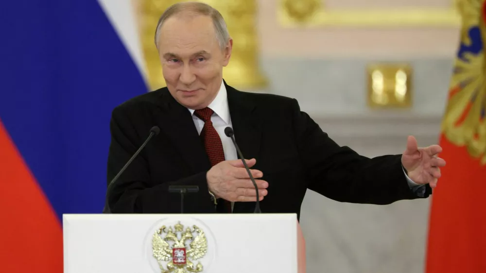 Russian President Vladimir Putin takes part in a ceremony to receive letters of credence from newly appointed foreign ambassadors at the Grand Kremlin Palace in Moscow, Russia, January 15, 2026. REUTERS/Ramil Sitdikov/Pool