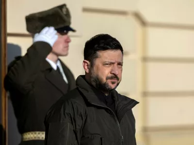 Ukrainian President Volodymyr Zelenskiy looks on as he meets his Czech counterpart Petr Pavel, amid Russia's attack on Ukraine, in Kyiv, Ukraine January 16, 2026. REUTERS/Thomas Peter