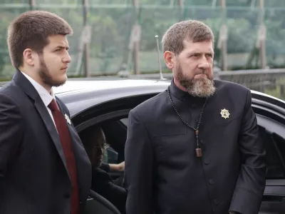 RUSSIA, MOSCOW - AUGUST 7, 2025: Ramzan Kadyrov (R), head of the Chechen Republic, and his son Adam are seen during an official visit by Mohammed bin Zayed Al Nahyan, president of the United Arab Emirates (UAE),Image: 1028130659, License: Rights-managed, Restrictions: * Switzerland And Russia Rights Out *, Model Release: no