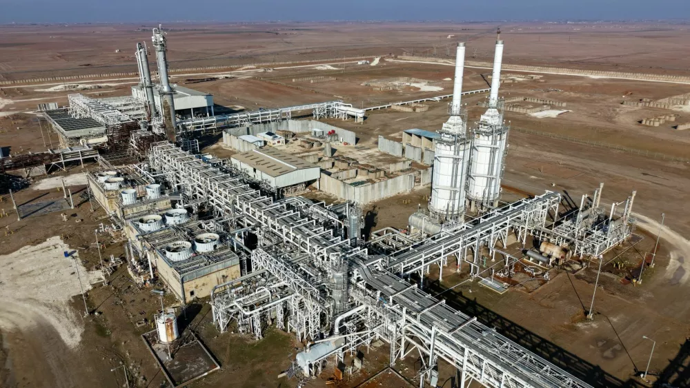 A drone view shows the Conoco gas plant after it came under the control of the Syrian government following the withdrawal of the U.S.-backed Syrian Democratic Forces (SDF), in the countryside of Deir al-Zor, Syria, January 19, 2026. REUTERS/Khalil Ashawi