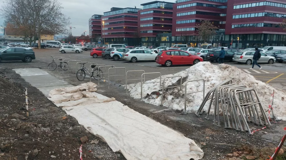 Trenutno so uspeli namestili 14 stojal, &scaron;e 13 jih čaka. Foto: Miha Pav&scaron;ek