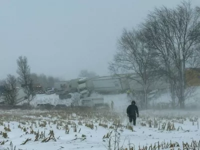 This handout photo taken and posted by Michigan State Senator Roger Victory on his X account, shows truck and cars piled up after a crash along the I-196 highway, near Zeeland in West Michigan on January 19, 2026. Law enforcement officials said Monday they were working to clear roads after a 100-vehicle crash occurred on snow-blanketed roads in the northern state of Michigan.Michigan State Police said numerous injuries were reported in the crash, with none "believed to be fatal," after big rig trucks and vehicles collided on the I-196 corridor, causing many vehicles to run off the road in "multiple slide offs.",Image: 1067497313, License: Rights-managed, Restrictions: RESTRICTED TO EDITORIAL USE &ndash; MANDATORY CREDIT &laquo; AFP PHOTO / SEN. ROGER VICTORY &raquo; - NO MARKETING NO ADVERTISING CAMPAIGNS &ndash; DISTRIBUTED AS A SERVICE TO CLIENTS [ NO ARCHIVE ], ***HANDOUT image or SOCIAL MEDIA IMAGE or FILMSTILL for EDITORIAL USE ONLY! * Please note: Fees charged by Profimedia are for the Profimedia's services only, and do not, nor are they intended to, convey to the user any ownership of Copyright or License in the material. Profimedia does not claim any ownership including but not limited to Copyright or License in the attached material. By publishing this material you (the user) expressly agree to indemnify and to hold Profimedia and its directors, shareholders and employees harmless from any loss, claims, damages, demands, expenses (including legal fees), or any causes of action or allegation against Profimedia arising out of or connected in any way with publication of the material. Profimedia does not claim any copyright or license in the attached materials. Any downloading fees charged by Profimedia are for Profimedia's services only. * Handling Fee Only ***, Model Release: no