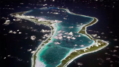 FILE - This image realeased by the U.S. Navy shows an aerial view of Diego Garcia. (U.S. Navy via AP, File)