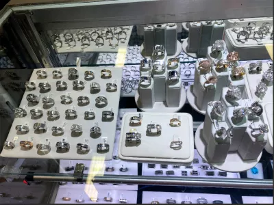 FILE - This undated photo released by the FBI shows a jewelry showcase displaying some of the jewelry that was taken during a July 11, 2022 jewelry heist in Southern California where thieves stole millions of dollars worth of jewelry and gemstones near a rest stop in the unincorporated community of Lebec, Calif. (FBI via AP, File)