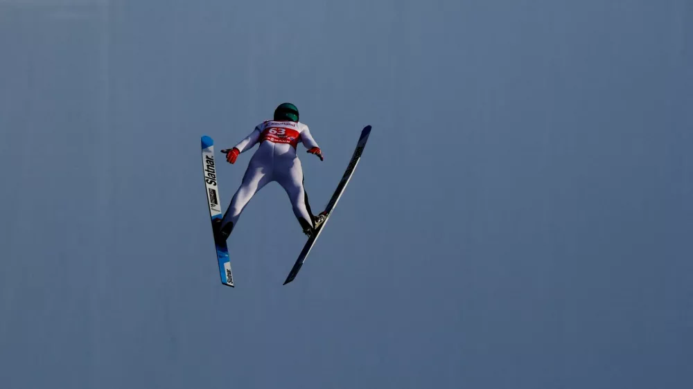 Ski Jumping - Ski Flying World Championships - Heini-Klopfer Ski Flying Hill, Oberstdorf, Germany - January 22, 2026 Slovenia-s Domen Prevc in action during the men's individual flying hill training REUTERS/Kai Pfaffenbach