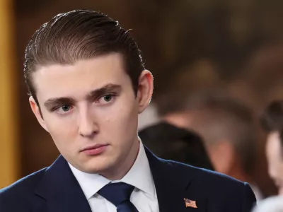 FILE - Barron Trump attends the 60th Presidential Inauguration in the Rotunda of the U.S. Capitol in Washington, Jan. 20, 2025. (Kevin Lamarque/Pool Photo via AP, File)