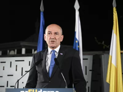 Janez Jan&scaron;a09.06.2024 - Evropske volitve 2024 - Volitve poslancev v Evropski parlament - sedež stranke SDS (Slovenska demokrtska stranka) //FOTO: Nik Erik Neubauer