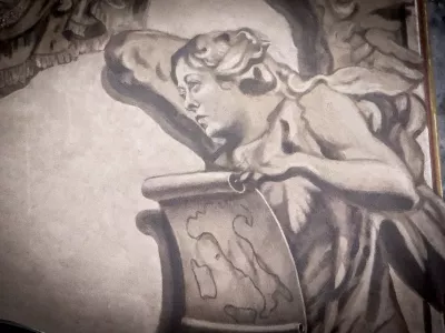 31 January 2026, Italy, Rome: An angel bearing a striking resemblance to Italian Prime Minister Giorgia Meloni is pictured in the recently restored Basilica of San Lorenzo in Lucina. Photo: Alessandro Serrano/AGF via ZUMA Press/dpa