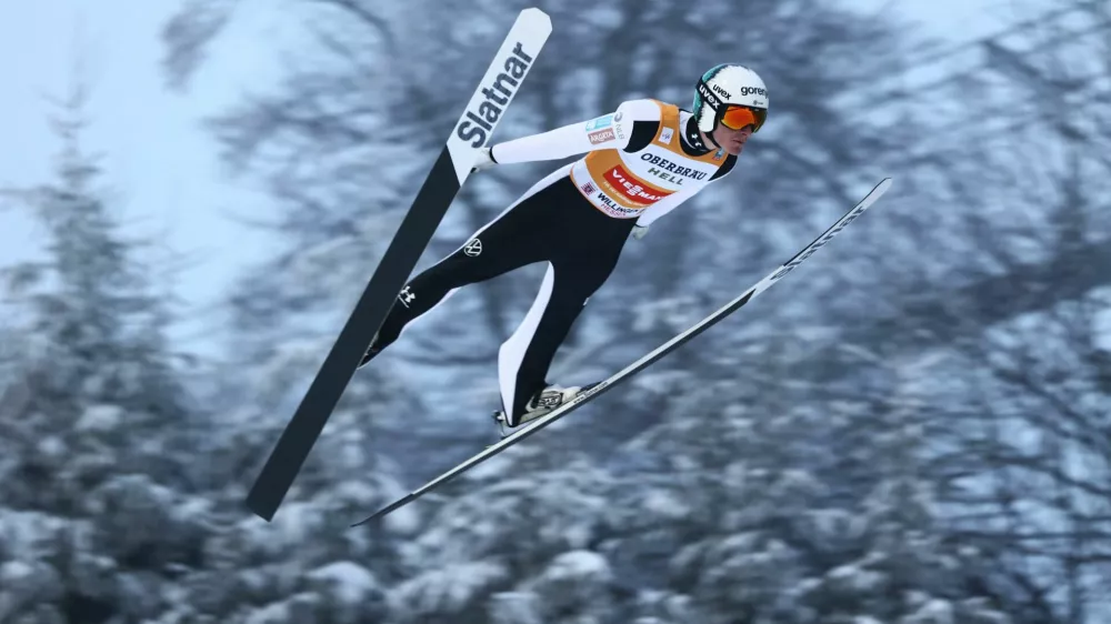 Ski Jumping - FIS Ski Jumping World Cup - Willingen, Germany - January 31, 2026 Slovenia's Domen Prevc in action during the men's individual HS147 REUTERS/Leon Kuegeler