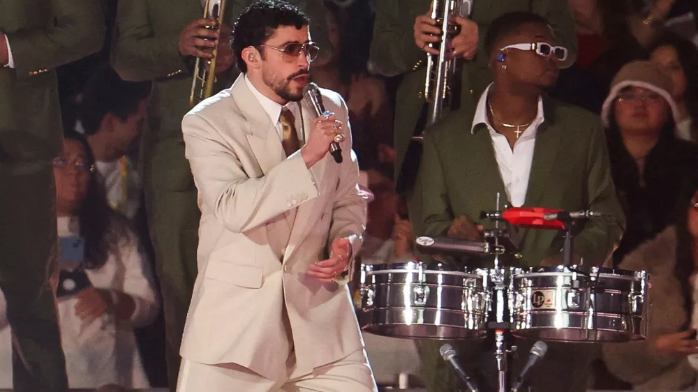 FILE PHOTO: Puerto Rican singer Bad Bunny performs during a concert of his "DeBi TiRAR MaS FOToS World Tour" in Mexico City, Mexico, December 10, 2025. REUTERS/Henry Romero/File Photo