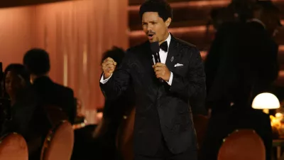 Show host Trevor Noah speaks during the 68th Annual Grammy Awards in Los Angeles, California, U.S., February 1, 2026. REUTERS/Daniel Cole