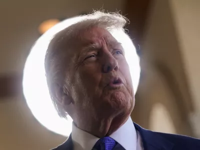 U.S. President Donald Trump arrives ahead of the wedding of Dan Scavino, White House deputy chief of staff, and Erin Elmore, the director of Art in Embassies at the U.S. Department of State, at Mar-a-Lago in Palm Beach, Florida, U.S. February 1, 2026. REUTERS/Nathan Howard