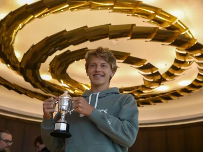 žiga &scaron;e&scaron;ko - novinarska konferenca zmagovalca mladinskega grand slama v Avstraliji Žige &Scaron;e&scaron;ka. foto luka cjuha