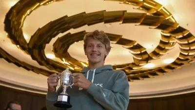 žiga šeško - novinarska konferenca zmagovalca mladinskega grand slama v Avstraliji Žige Šeška. foto luka cjuha