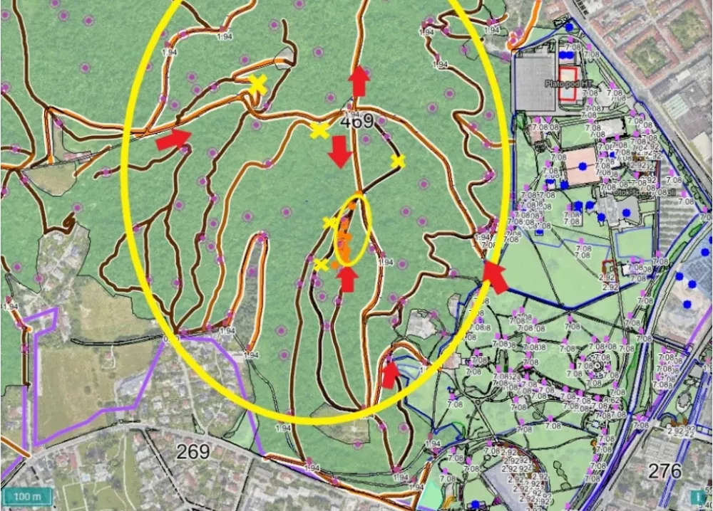 Skica območja del v Krajinskem parku Tivoli, Rožnik in &Scaron;i&scaron;enski hrib