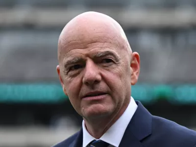 FILED - 13 July 2025, US, East Rutherford: FIFA President Gianni Infantino speaks during the DAZN pre-match interview ahead of the Club World Cup final soccer match between Chelsea FC and Paris Saint-Germain at Metlife Stadium. Photo: Sven Hoppe/dpa