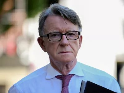 FILE PHOTO: Peter Mandelson, who was at the time British Ambassador to the United States, walks on the day British Prime Minister Keir Starmer held an emergency Cobra meeting, in London, Britain, June 18, 2025. REUTERS/Jaimi Joy/File Photo