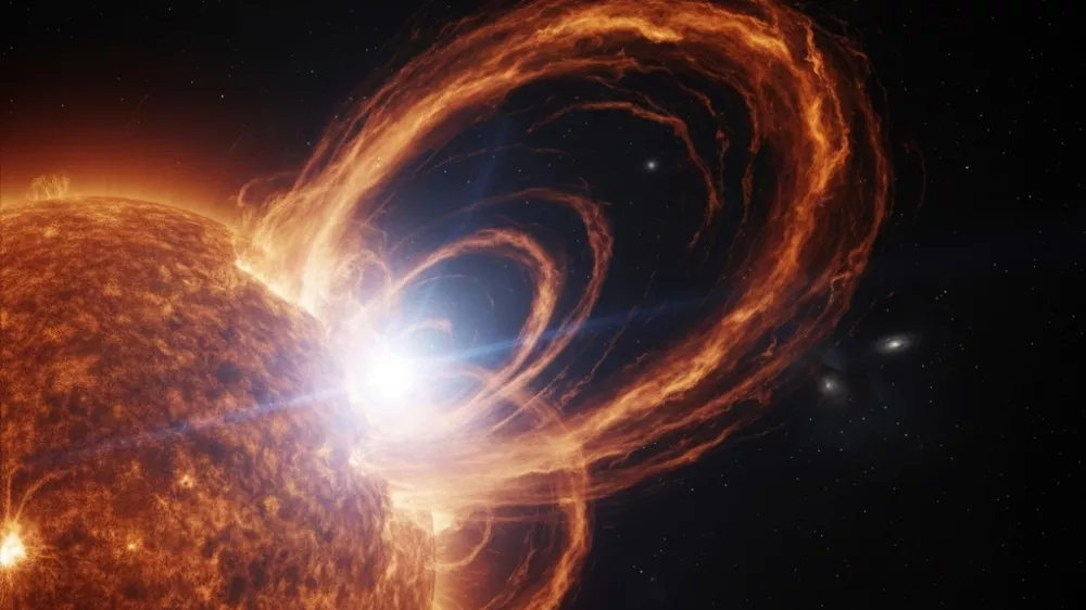 Sončni izbruh. Simbolična fotografija.