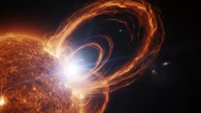 Sončni izbruh. Simbolična fotografija.