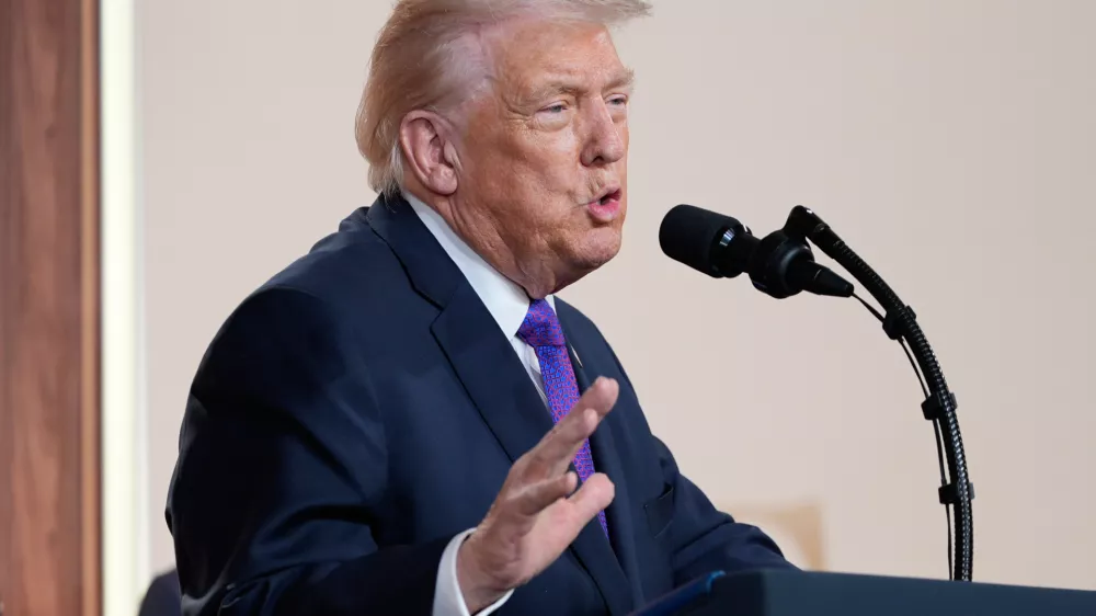 President Donald Trump speaks about TrumpRx in the South Court Auditorium in the Old Eisenhower Executive Office Building on the White House campus, Thursday, Feb. 5, 2026, in Washington. (AP Photo/Alex Brandon)
