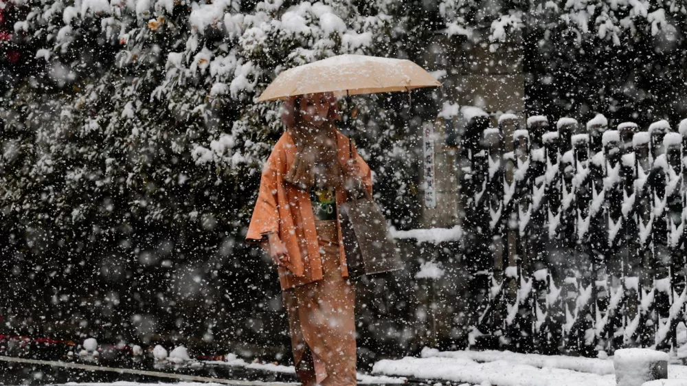 A voter wearing a traditional kimono walks to a polling station to vote for a general election in Tokyo, Japan, February 8, 2026. REUTERS/Kim Kyung-Hoon   TPX IMAGES OF THE DAY