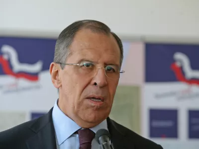 ruski zunanji minister Sergej Lavrov, - zunanji minister Rusije na uradnem obisku v Sloveniji - odprtje ruskega centra - Ruski kulturni Center v Ljubljani, Ciril Metodov trg 1,/FOTO: Luka Cjuha