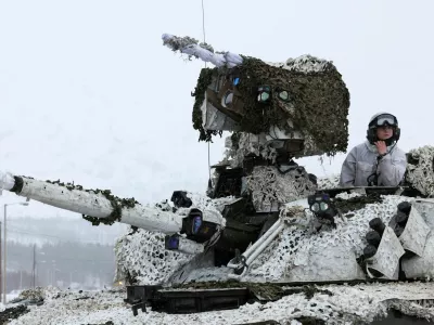 FILE PHOTO: A member of the Norwegian army participates in a military exercise called "Cold Response 2022", gathering around 30,000 troops from NATO member countries as well as Finland and Sweden, amid Russia's invasion of Ukraine, in Setermoen in the Arctic Circle, Norway, March 25, 2022. REUTERS/Yves Herman/File Photo