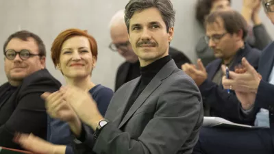 Ljubljana, Moderna Galerija.Javna predstavitev skupnega volilnega manifesta strank Levica in Vesna.Sokoordinator Levice Luka Mesec.