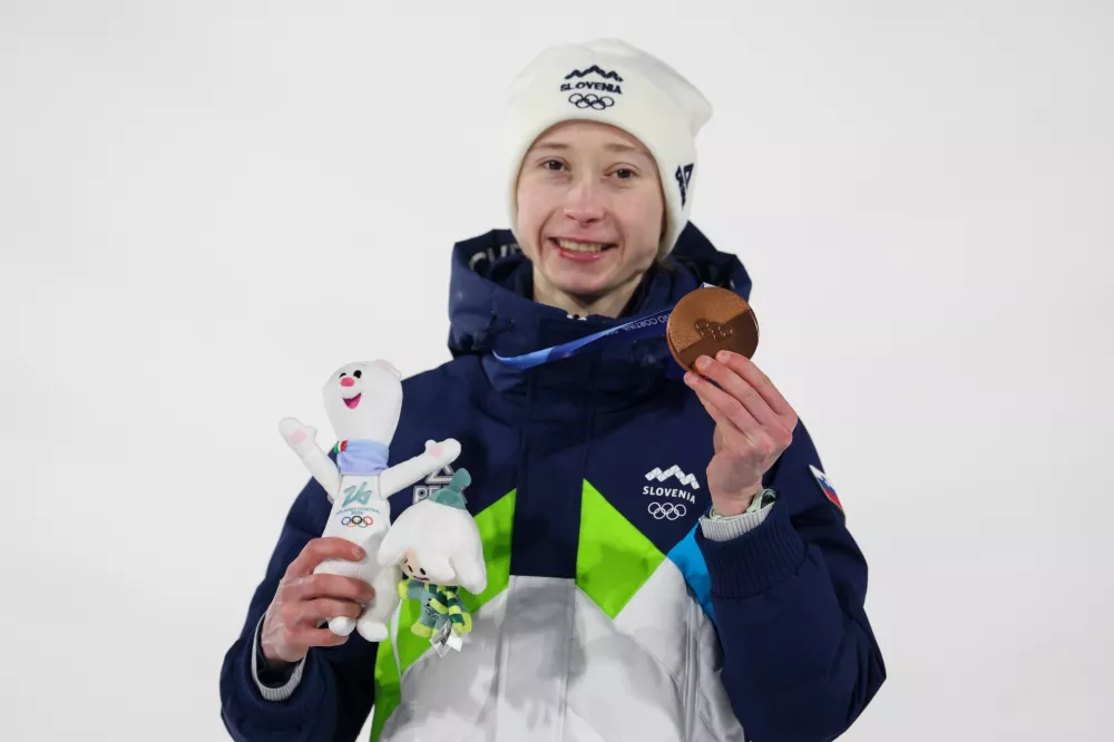 Italija, Predazzo.Zimske olimpijske igre 2026.Smucarski skoki, velika skakalnica, zenske.Slovenka Nika Prevc je osvojila bronasto medaljo.