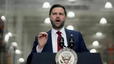 FILE PHOTO: Vice President JD Vance delivers remarks at Uline Inc., in Alburtis, Pennsylvania, U.S., December 16, 2025. REUTERS/Eduardo Munoz/File Photo
