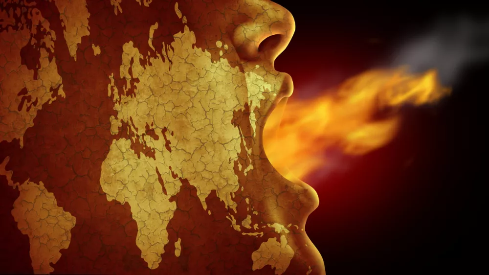 World Heat Storm and Global Heat Crisis and rising world temperatures or heat-wave rise as an Earth Day risk or climate change concept with 3D illustration elements. / Foto: Wildpixel Getty Images