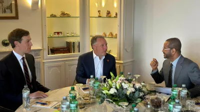 Oman's Foreign Minister Sayyid Badr bin Hamad Al Busaidi meets with U.S. Special Envoy Steve Witkoff and U.S. President Donald Trump's son-in-law, Jared Kushner ahead of the indirect U.S.-Iran talks, in Geneva, Switzerland, February 17, 2026. Oman's Ministry Of Foreign Affairs/Handout via REUTERS  THIS IMAGE HAS BEEN SUPPLIED BY A THIRD PARTY.