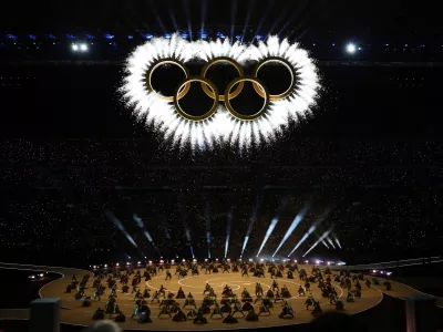 Performers at the Olympic opening ceremony at the 2026 Winter Olympics, in Milan, Italy, Friday, Feb. 6, 2026. (Andreas Rentz/Pool Photo via AP)