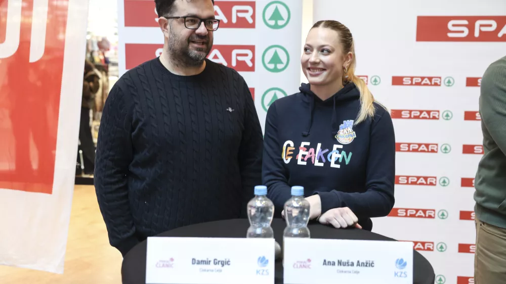 Damir Grgič, Ana Nu&scaron;a Anžič- 11.02.2025 - ko&scaron;arka - novinarska konferenca pred sklepnim turnirjem pokala Slovenije za mo&scaron;ke in finalom za ženske.//FOTO: Jaka Gasar