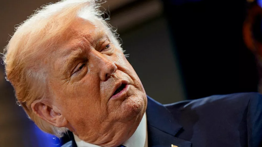 U.S. President Donald Trump speaks during a press briefing at the White House, following the Supreme Court's ruling that Trump had exceeded his authority when he imposed tariffs, in Washington, D.C., U.S., February 20, 2026. REUTERS/Elizabeth Frantz REFILE - CORRECTING MONTH