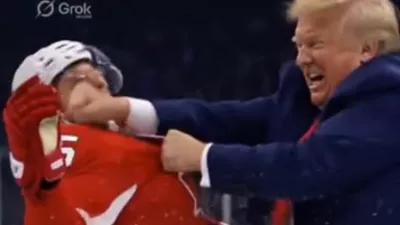 Donald Trump se je na zmago ZDA nad Kanado na olimpijskih igrah odzval z videom.