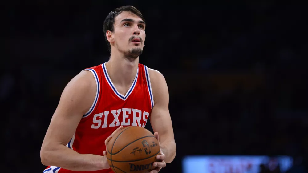 LOS ANGELES, CA - MARCH 12: Dario Saric #9 of the Philadelphia 76ers plays against the Los Angeles Lakers on March 12, 2017 at STAPLES Center in Los Angeles, California. NOTE TO USER: User expressly acknowledges and agrees that, by downloading and or using this photograph, User is consenting to the terms and conditions of the Getty Images License Agreement.&Acirc;&nbsp; (Photo by Robert Laberge/Getty Images)