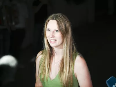 Zala Toma&scaron;ič09.06.2024 - Evropske volitve 2024 - Volitve poslancev v Evropski parlament - sedež stranke SDS (Slovenska demokratska stranka) //FOTO: 