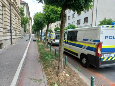 Mo&scaron;ki je z okna stavbe na ulico, ljudi pa tudi avte metal različne stvari. 